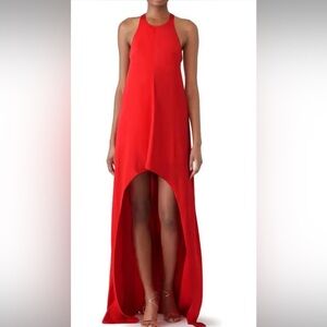 Kaufman Franco Elegant Red High-Low Gown